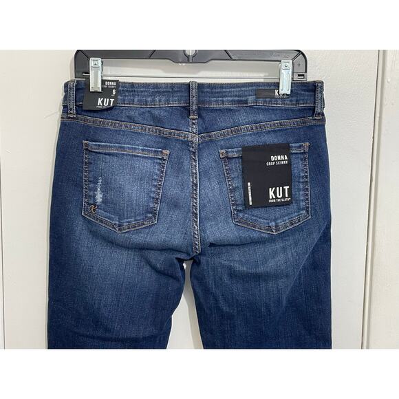 Kut From the Kloth Jeans Size 6 Donna Midrise Crop Skinny Distressed Raw Hem NWT - Picture 5 of 8